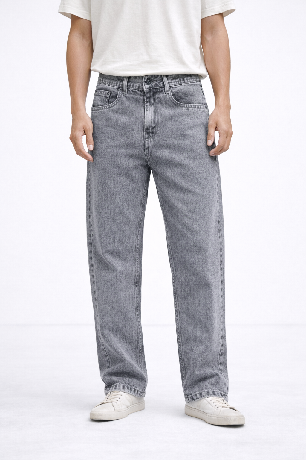 Larvexis Grey Washed Denim Jeans – Relaxed Fit