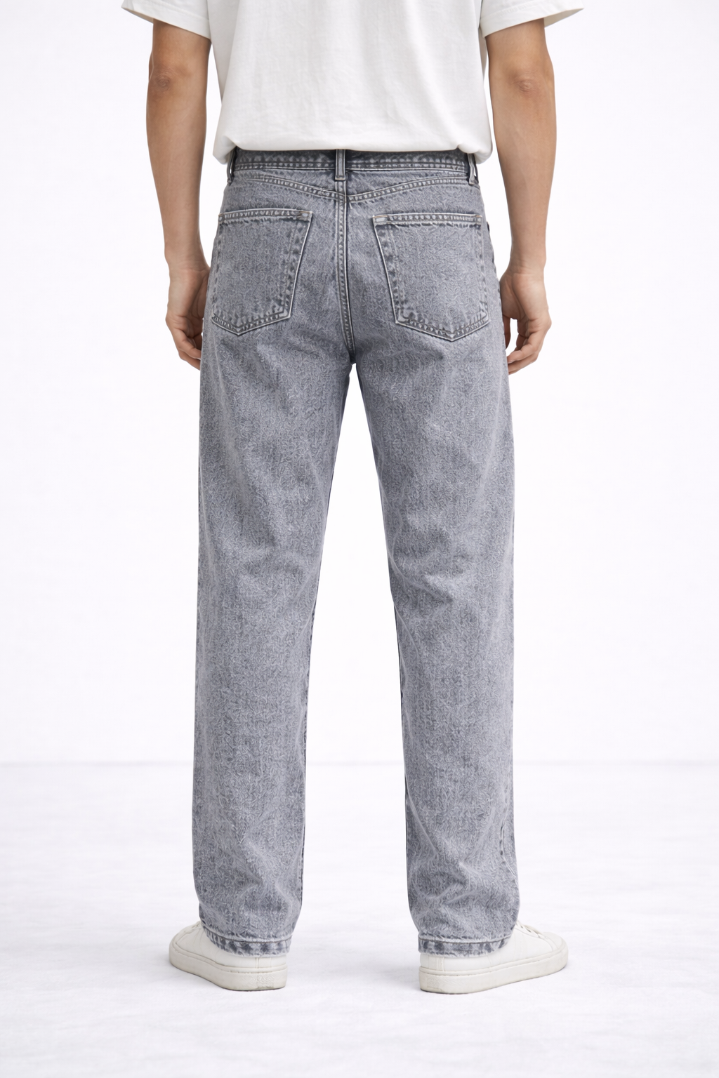 Larvexis Grey Washed Denim Jeans – Relaxed Fit
