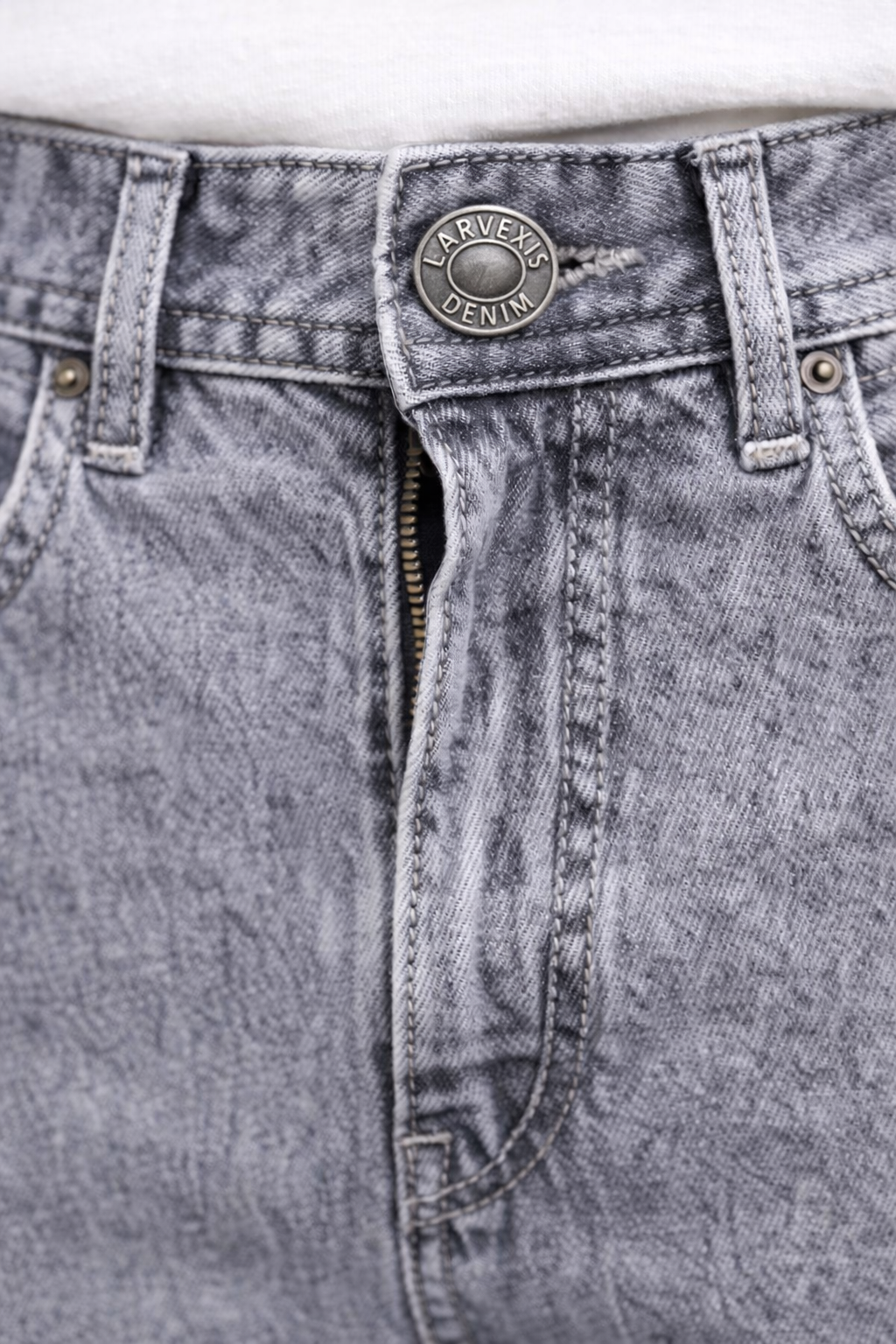 Larvexis Grey Washed Denim Jeans – Relaxed Fit
