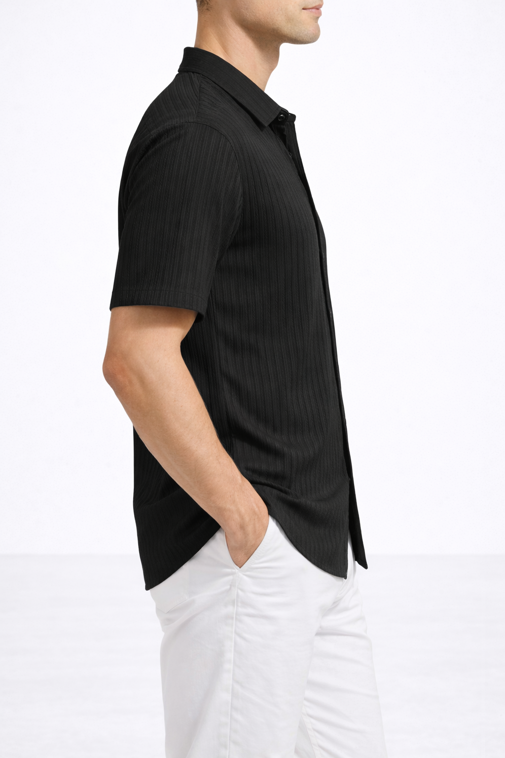 Larvexis Premium Textured Black Shirt – Modern Classic Fit