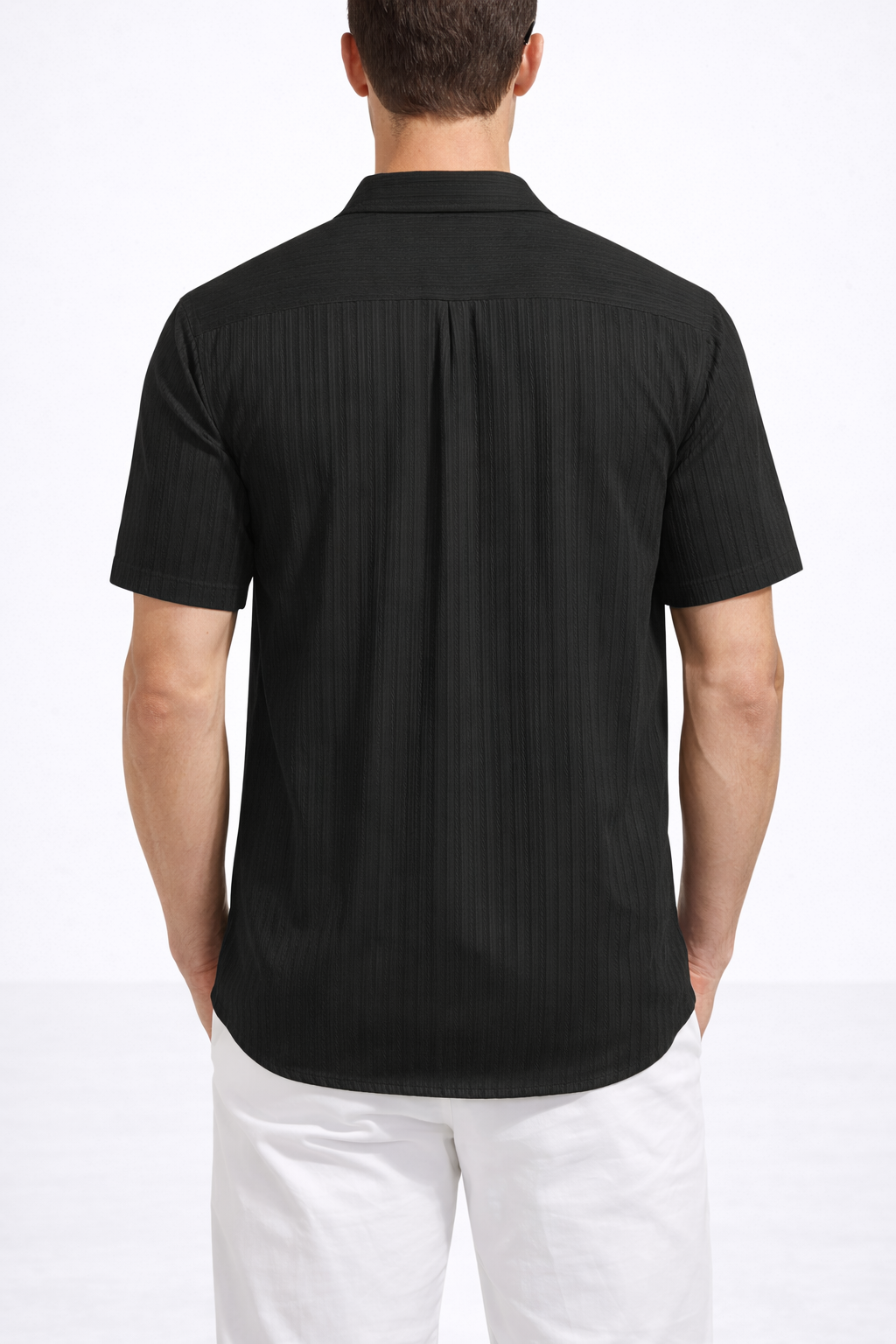 Larvexis Premium Textured Black Shirt – Modern Classic Fit