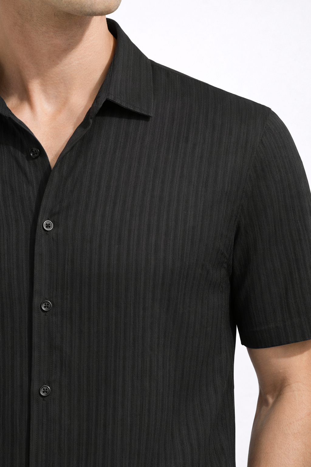 Larvexis Premium Textured Black Shirt – Modern Classic Fit