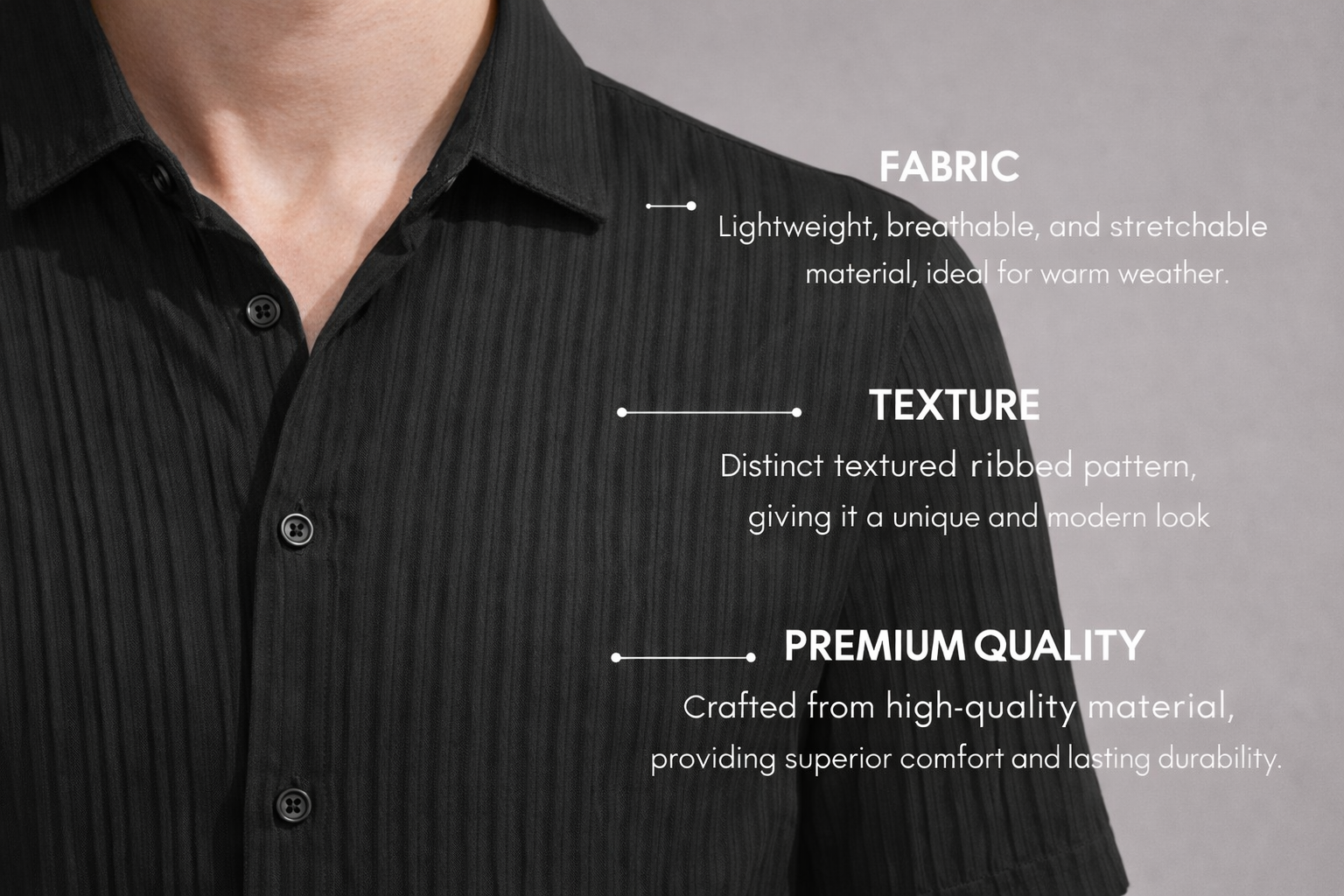 Larvexis Premium Textured Black Shirt – Modern Classic Fit