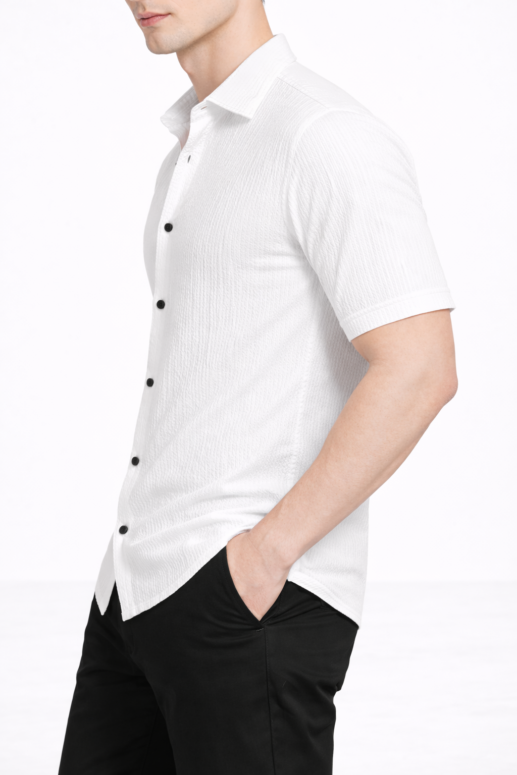 Larvexis Premium Textured White Shirt – Modern Elegance with Comfort Fit