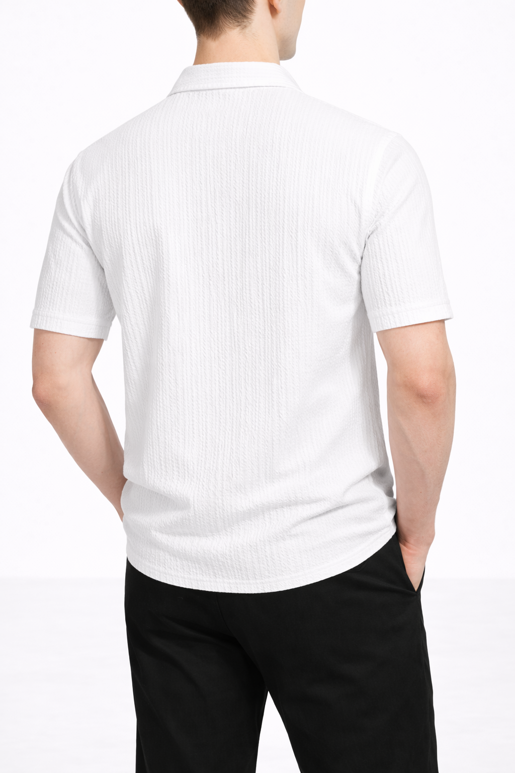 Larvexis Premium Textured White Shirt – Modern Elegance with Comfort Fit