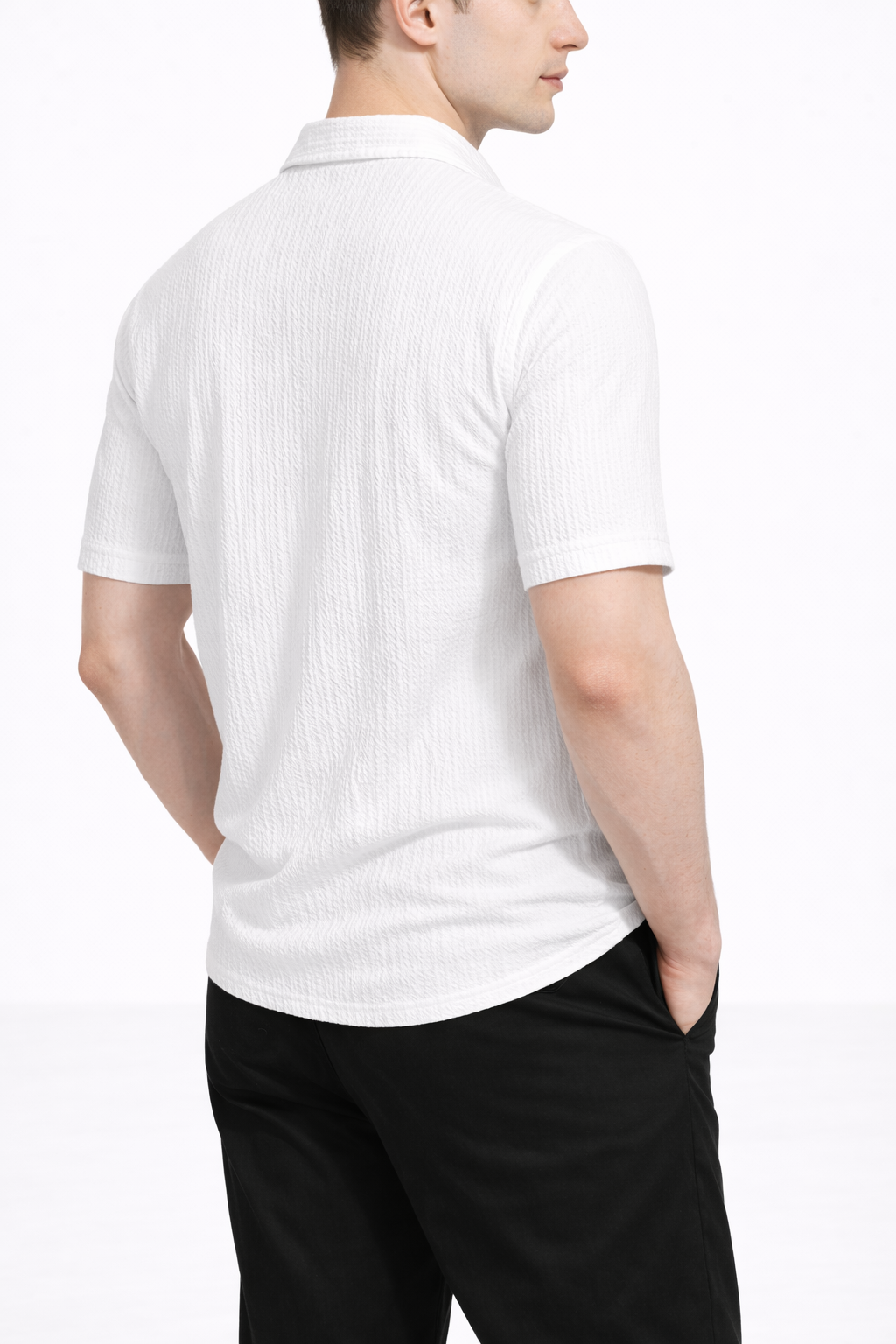 Larvexis Premium Textured White Shirt – Modern Elegance with Comfort Fit