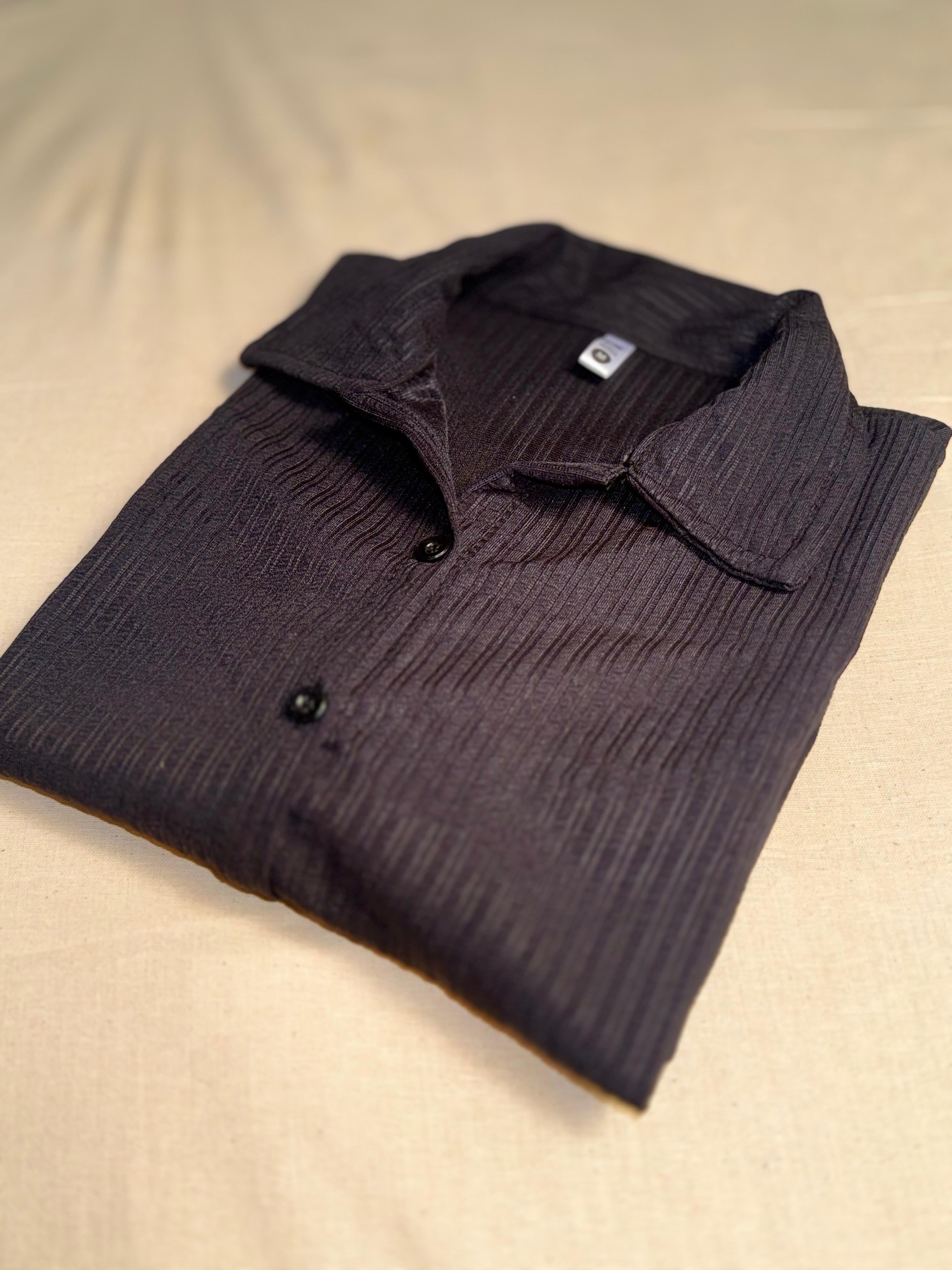 Larvexis Premium Textured Black Shirt – Modern Classic Fit