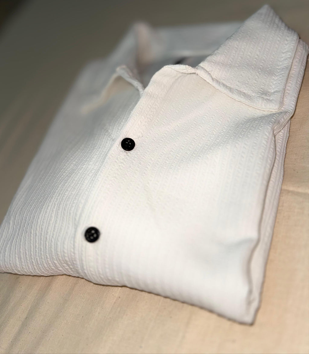 Larvexis Premium Textured White Shirt – Modern Elegance with Comfort Fit
