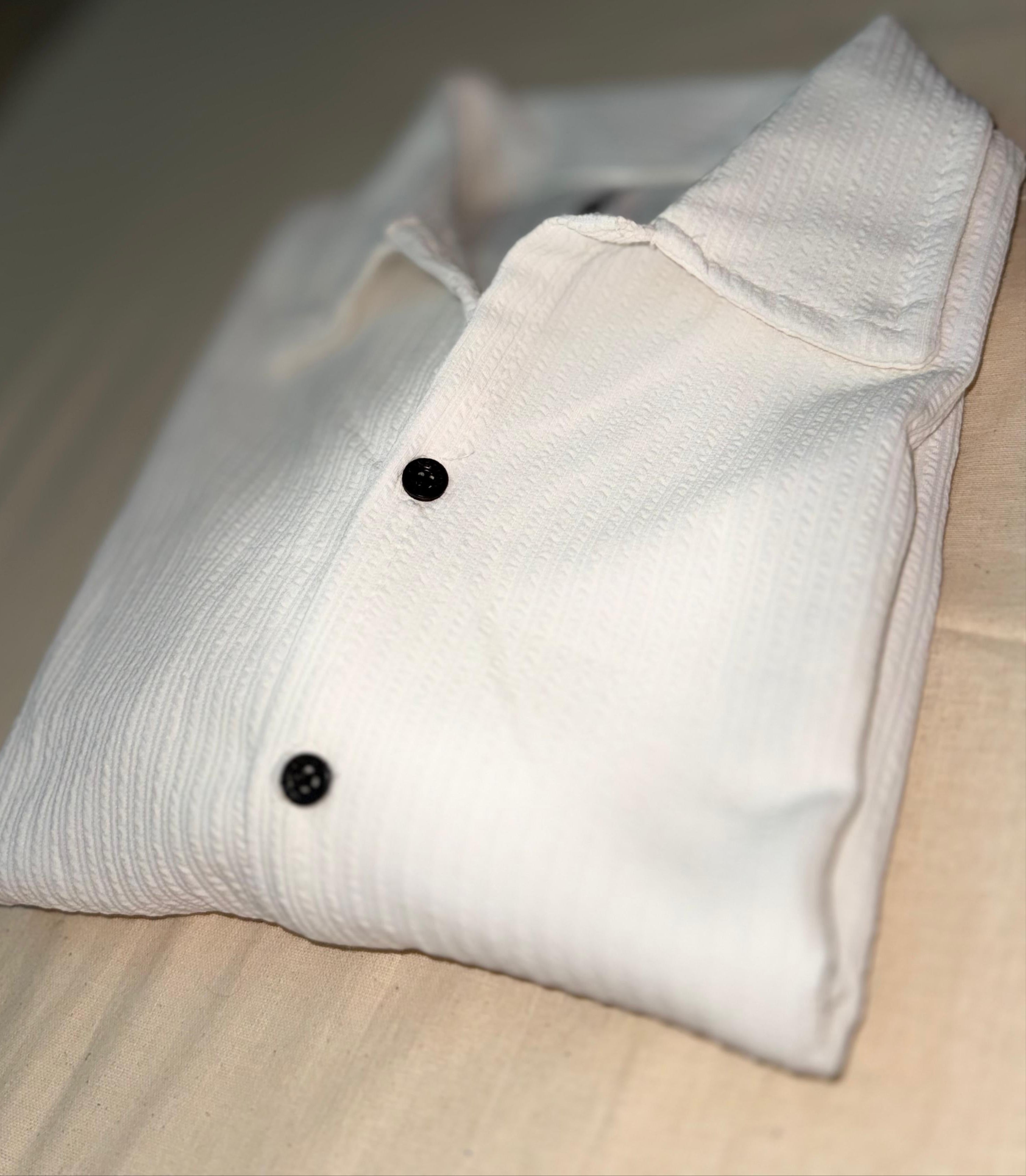 Larvexis Premium Textured White Shirt – Modern Elegance with Comfort Fit